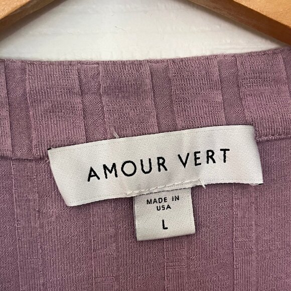 Amour Vert Vie Ribbed Henley - Lavender | L - Picture 8 of 11